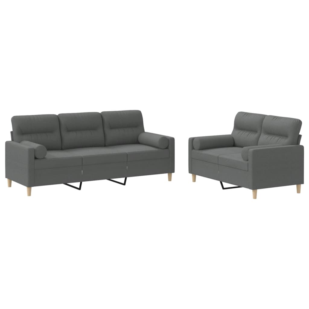 2-delige Loungeset met kussens stof donkergrijs is nu te koop bij PeponiXL, paradijselijk wonen!