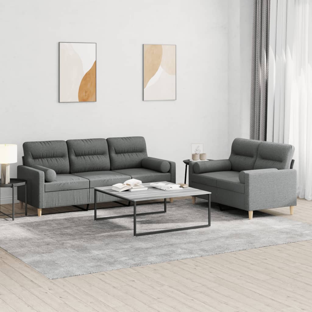 2-delige Loungeset met kussens stof donkergrijs is nu te koop bij PeponiXL, paradijselijk wonen!