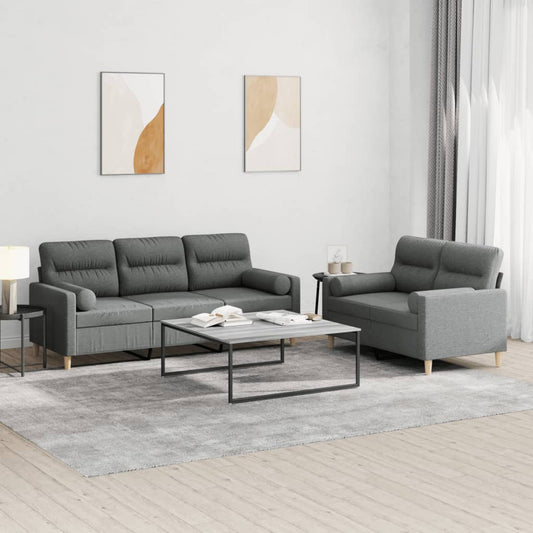 2-delige Loungeset met kussens stof donkergrijs is nu te koop bij PeponiXL, paradijselijk wonen!