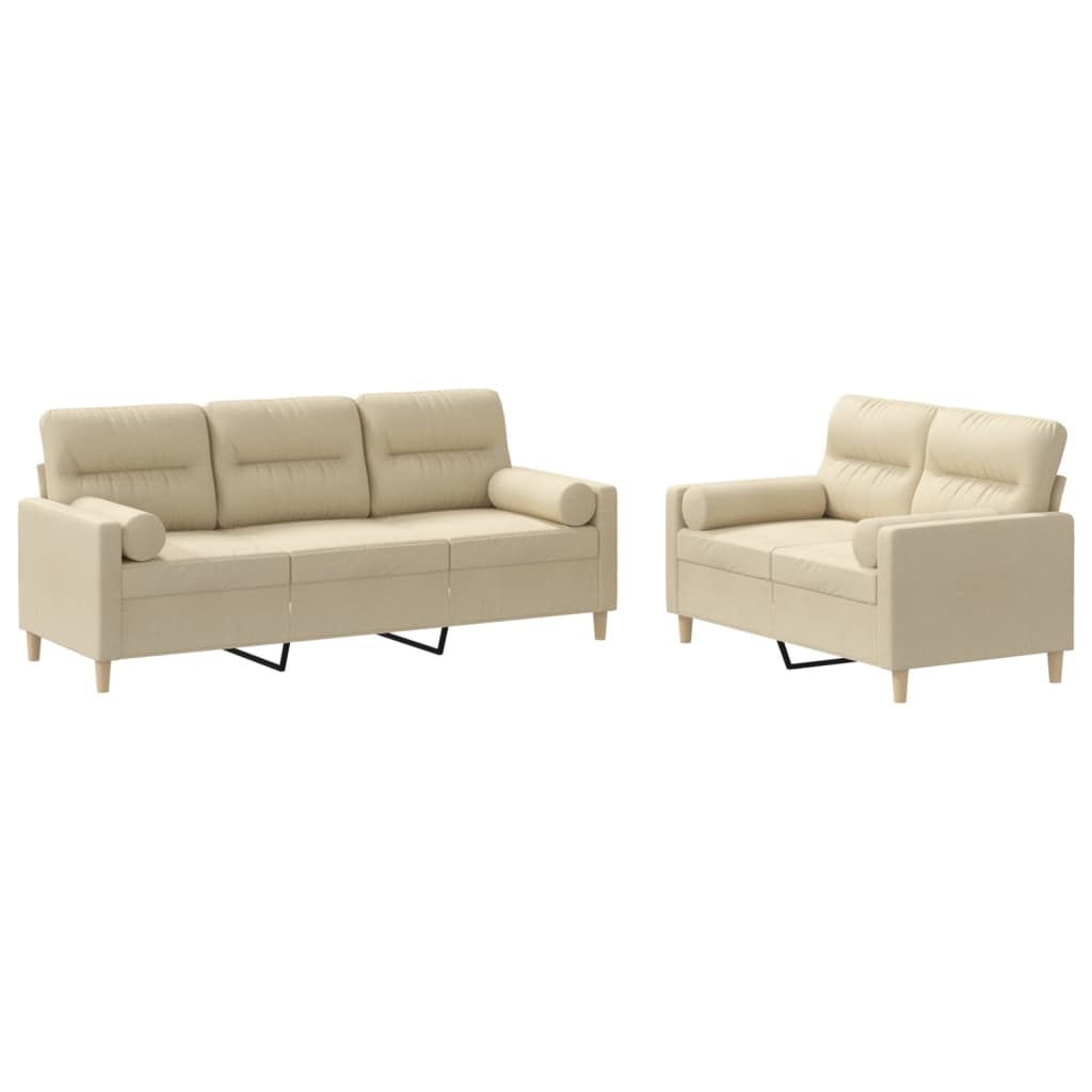 2-delige Loungeset met kussens stof crèmekleurig is nu te koop bij PeponiXL, paradijselijk wonen!