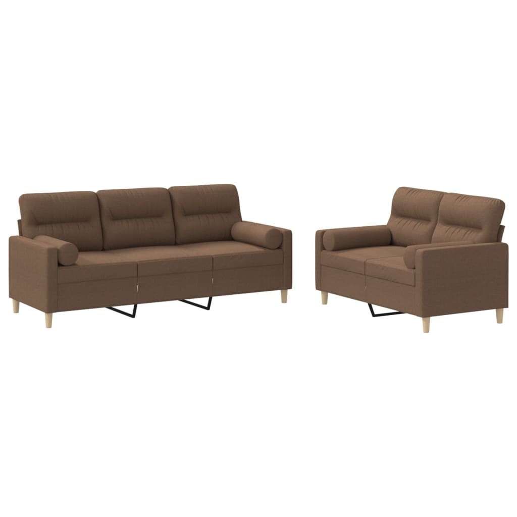 2-delige Loungeset met kussens stof bruin is nu te koop bij PeponiXL, paradijselijk wonen!