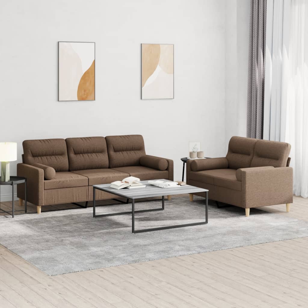 2-delige Loungeset met kussens stof bruin is nu te koop bij PeponiXL, paradijselijk wonen!