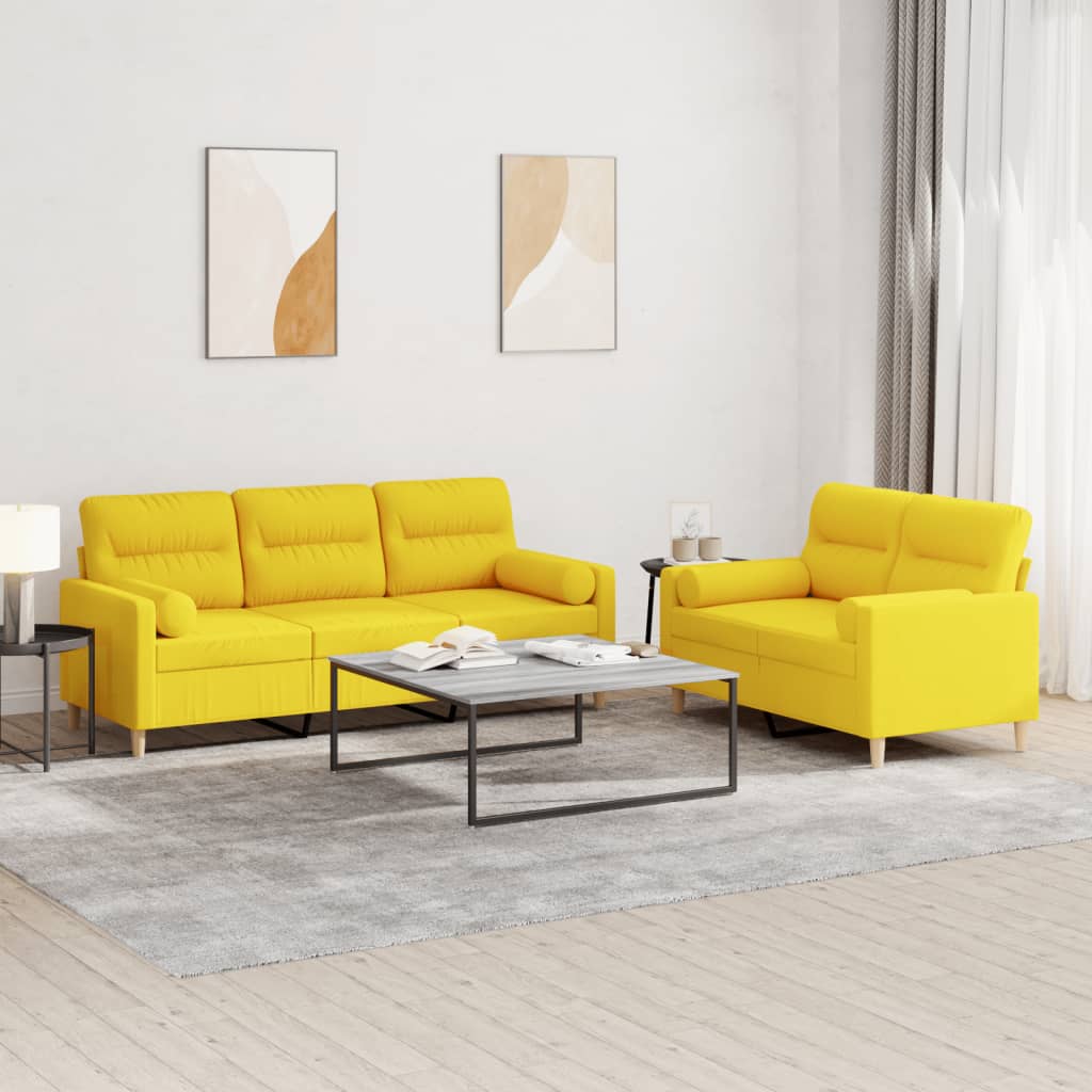 2-delige Loungeset met kussens stof lichtgeel is nu te koop bij PeponiXL, paradijselijk wonen!