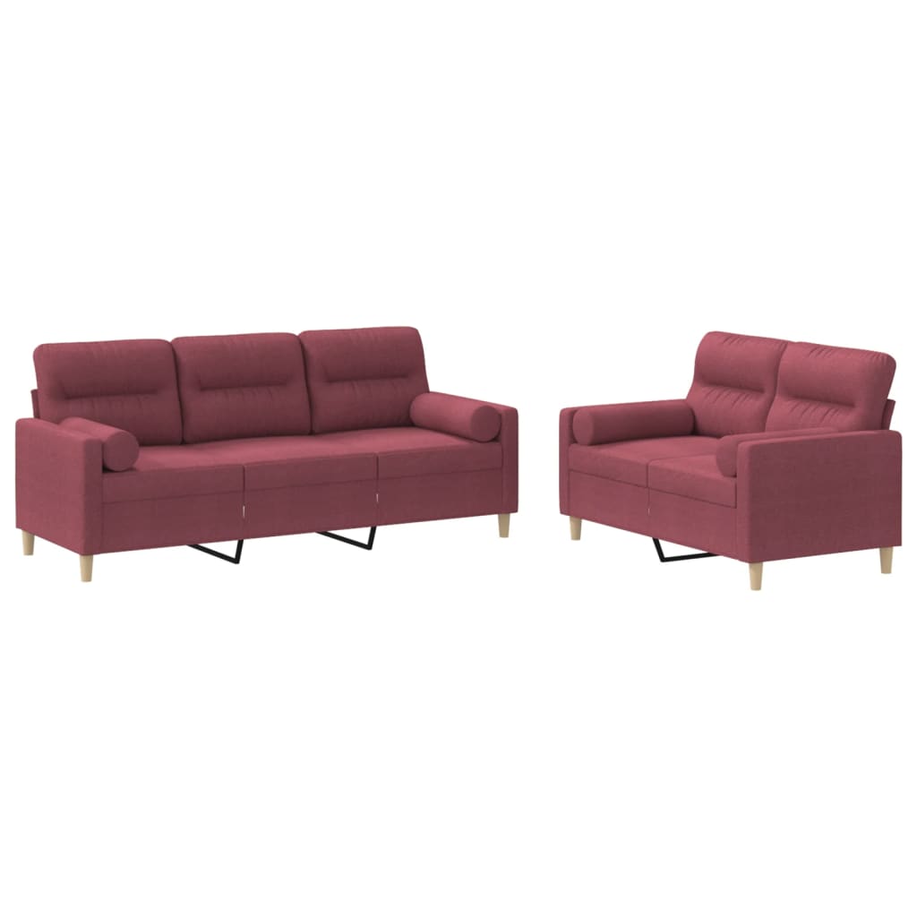 2-delige Loungeset met kussens stof wijnrood is nu te koop bij PeponiXL, paradijselijk wonen!