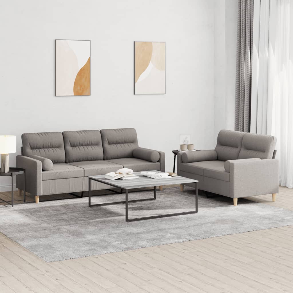 2-delige Loungeset met kussens stof taupe is nu te koop bij PeponiXL, paradijselijk wonen!