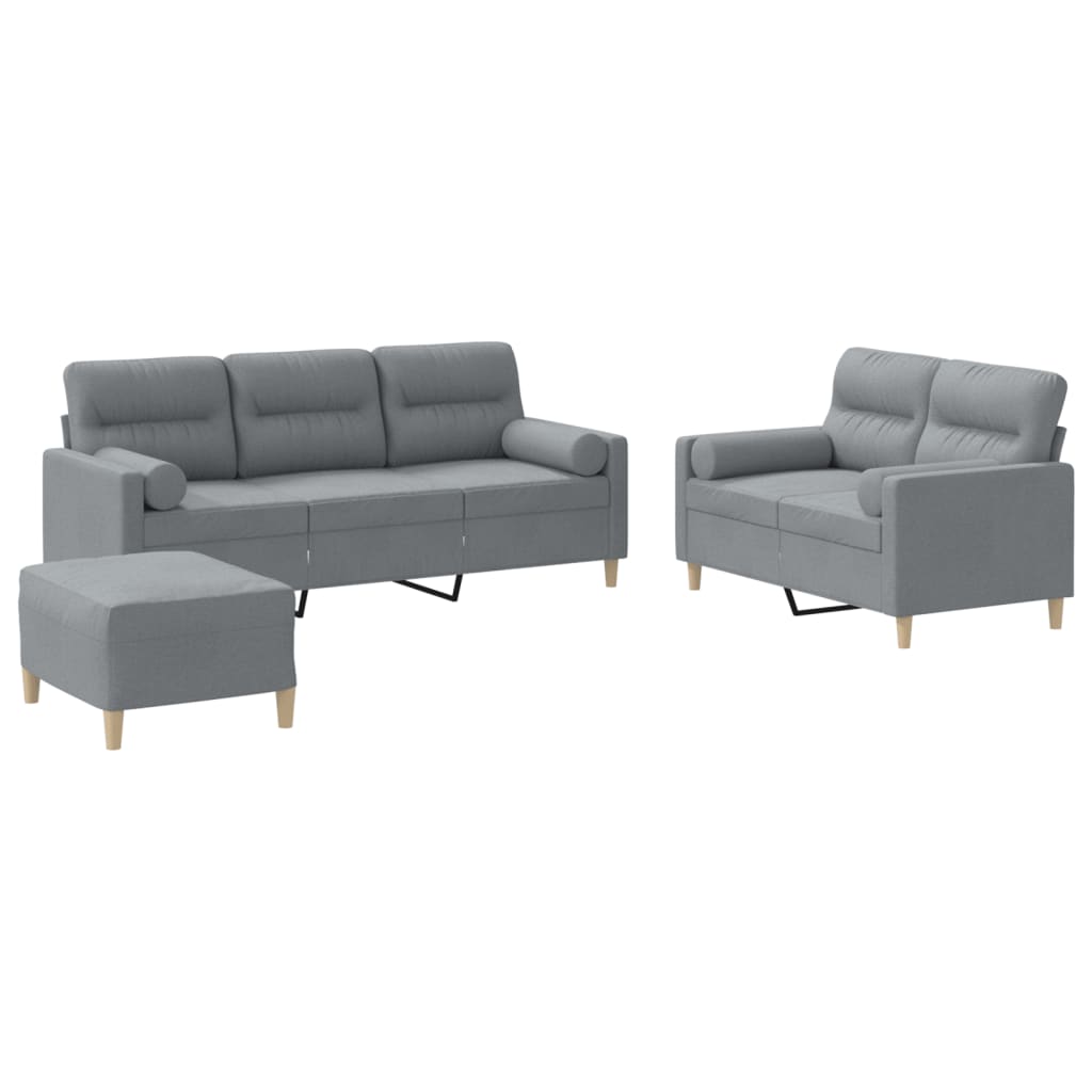3-delige Loungeset met kussens stof lichtgrijs is nu te koop bij PeponiXL, paradijselijk wonen!