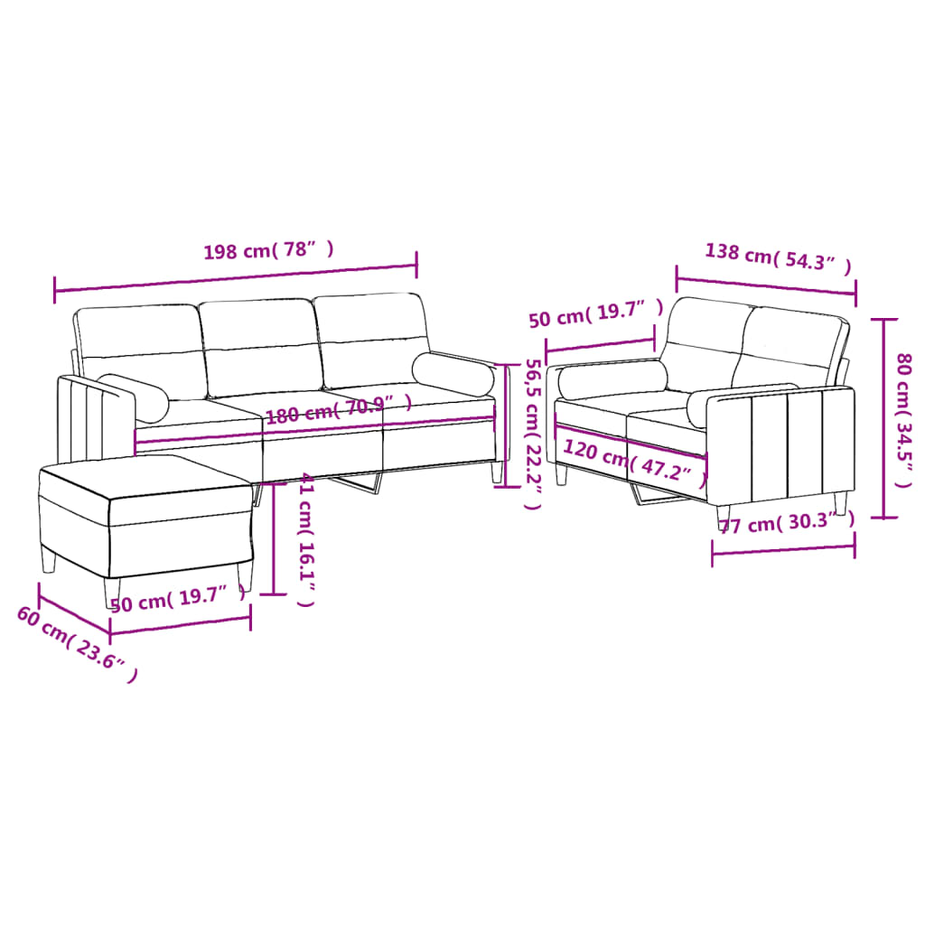 3-delige Loungeset met kussens stof lichtgrijs is nu te koop bij PeponiXL, paradijselijk wonen!