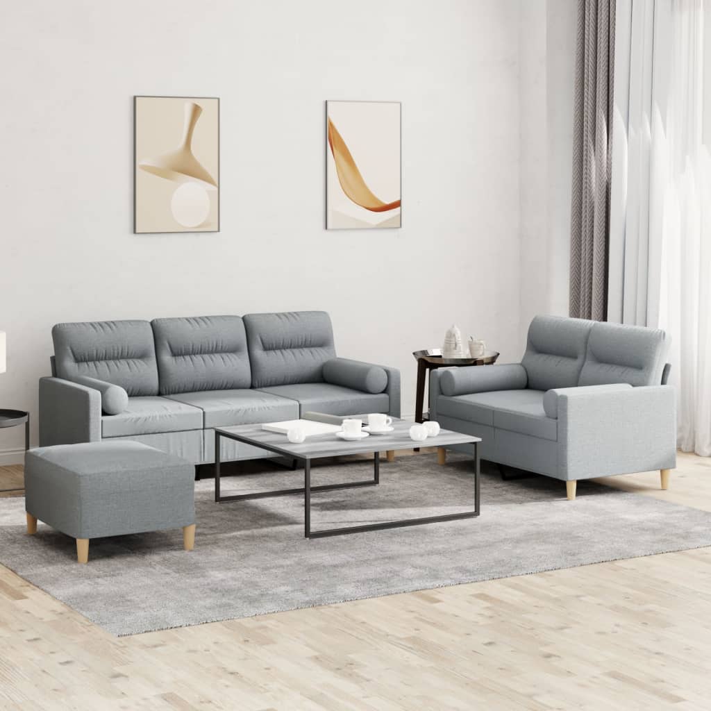 3-delige Loungeset met kussens stof lichtgrijs is nu te koop bij PeponiXL, paradijselijk wonen!