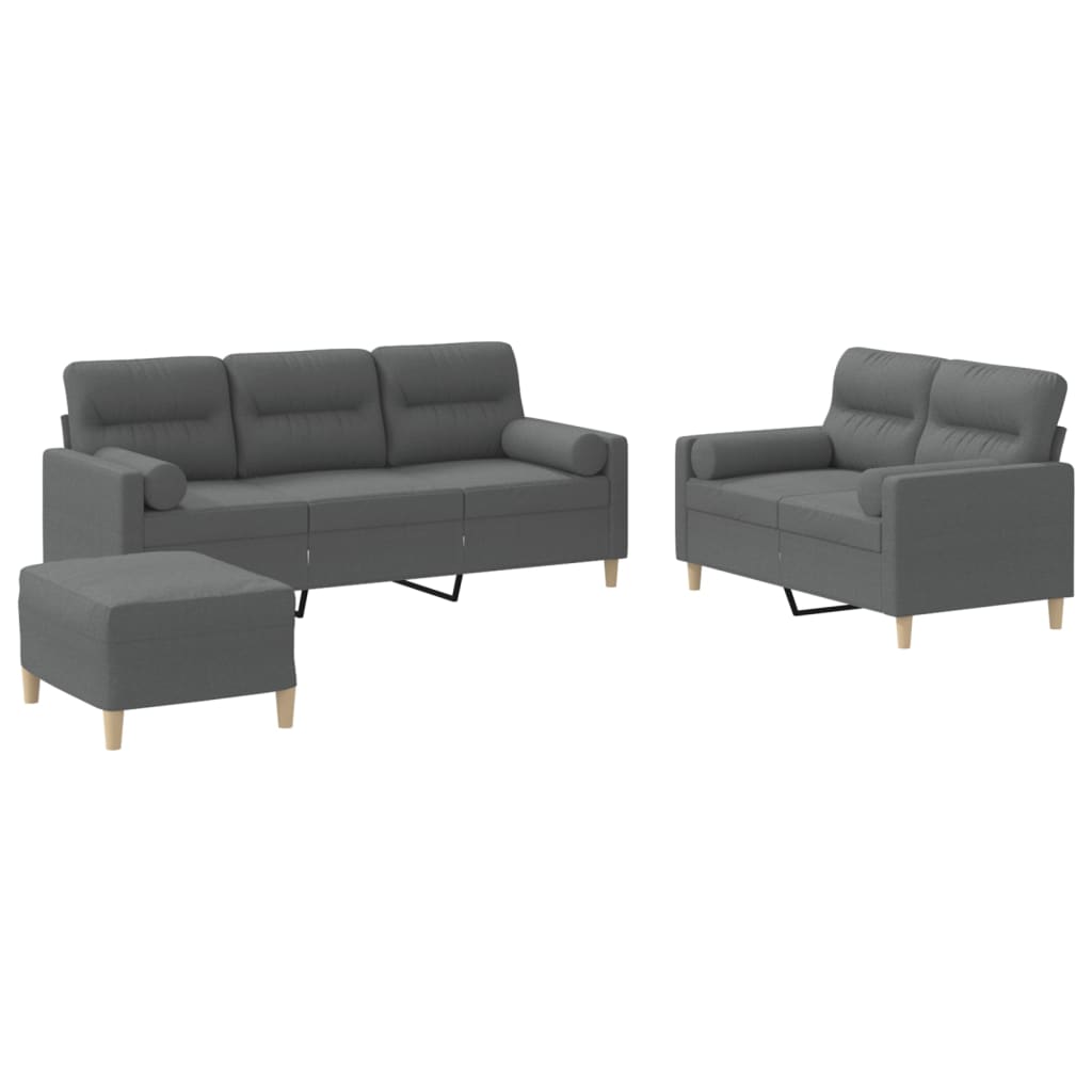 3-delige Loungeset met kussens stof donkergrijs is nu te koop bij PeponiXL, paradijselijk wonen!