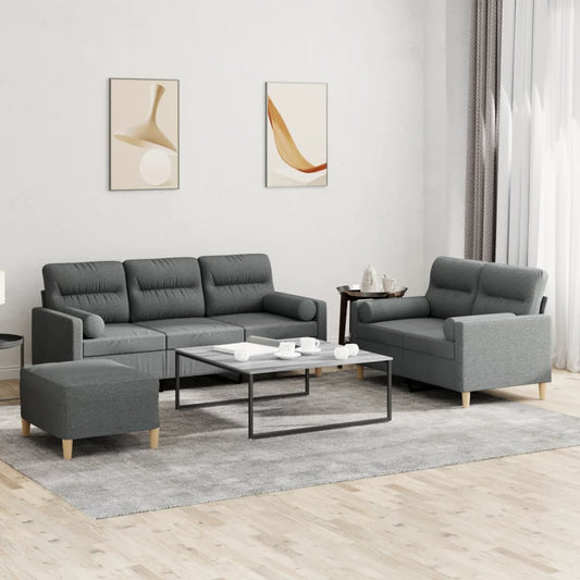 3-delige Loungeset met kussens stof donkergrijs is nu te koop bij PeponiXL, paradijselijk wonen!