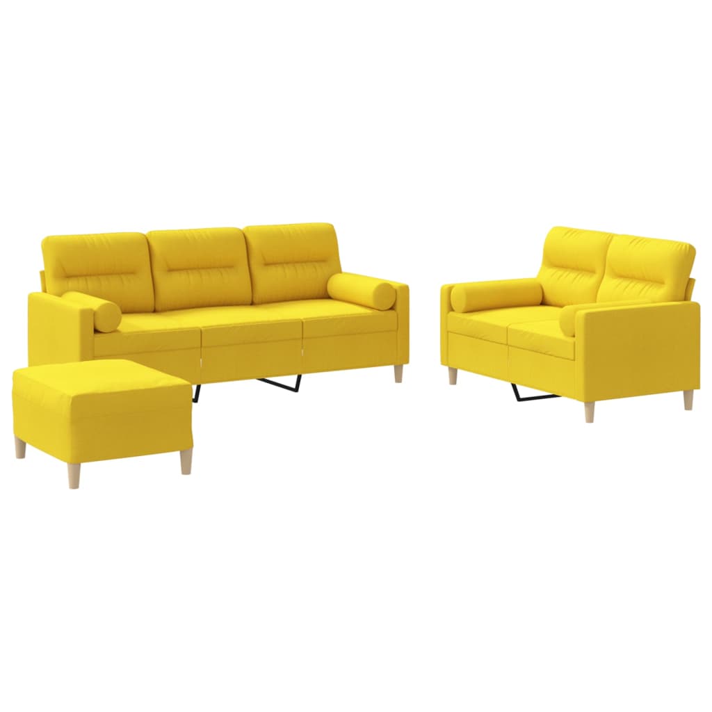 3-delige Loungeset met kussens stof lichtgeel is nu te koop bij PeponiXL, paradijselijk wonen!