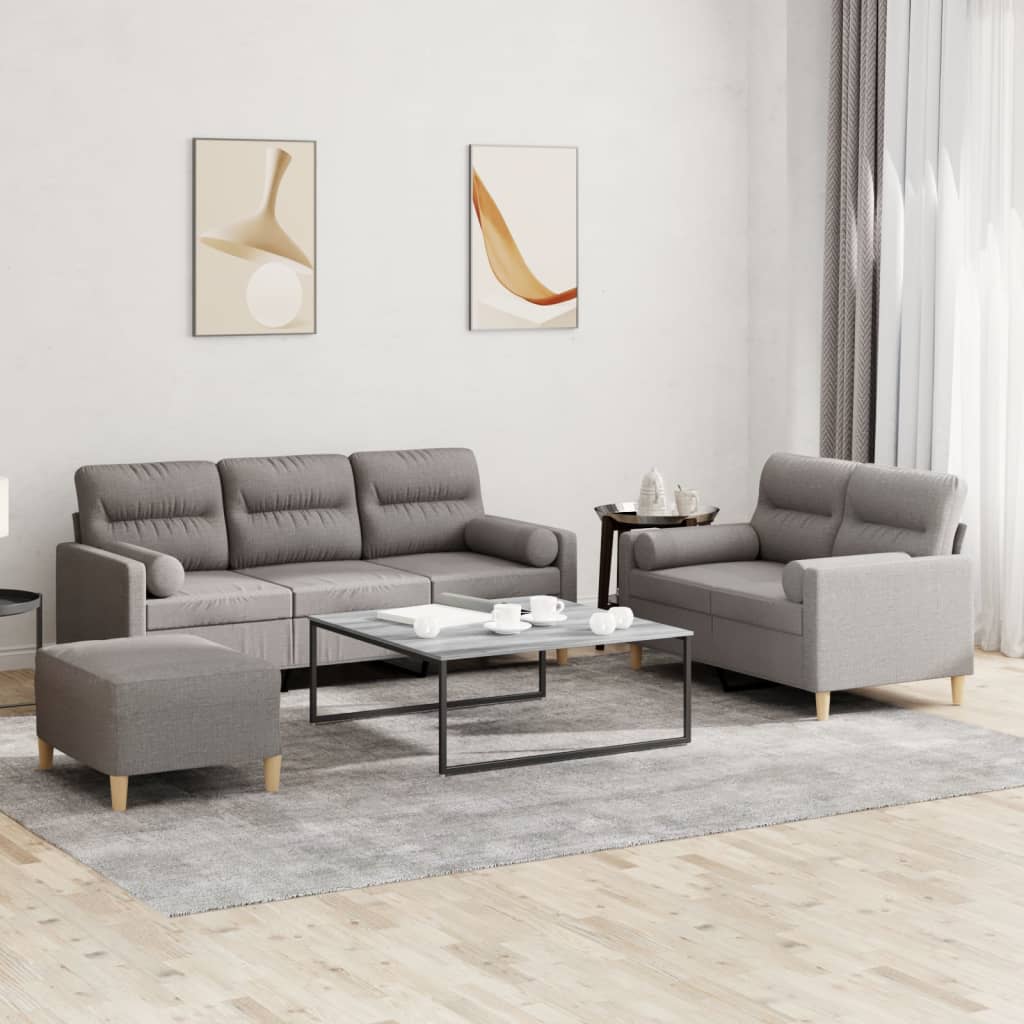 3-delige Loungeset met kussens stof taupe is nu te koop bij PeponiXL, paradijselijk wonen!