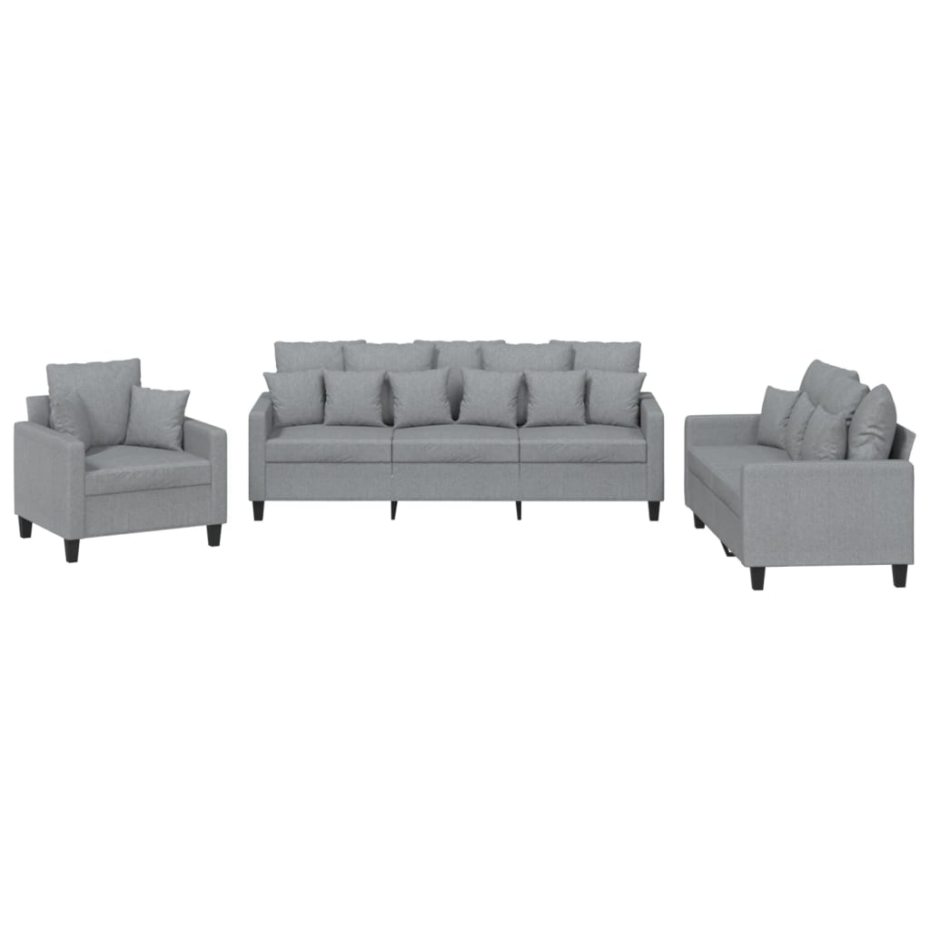 3-delige Loungeset met kussens stof lichtgrijs is nu te koop bij PeponiXL, paradijselijk wonen!
