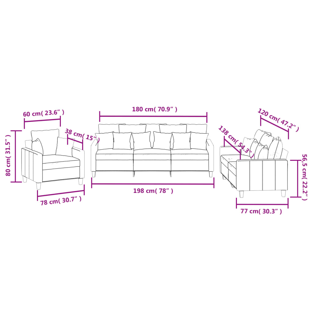 3-delige Loungeset met kussens stof lichtgrijs is nu te koop bij PeponiXL, paradijselijk wonen!