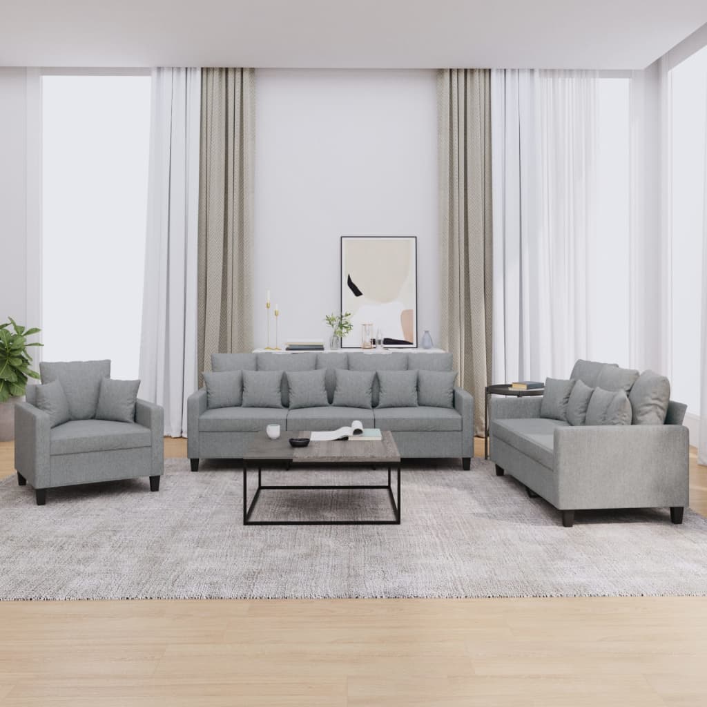 3-delige Loungeset met kussens stof lichtgrijs is nu te koop bij PeponiXL, paradijselijk wonen!