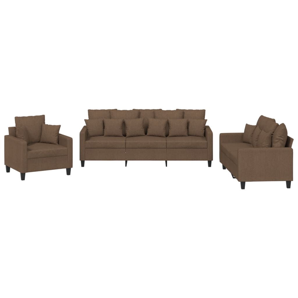 3-delige Loungeset met kussens stof bruin is nu te koop bij PeponiXL, paradijselijk wonen!