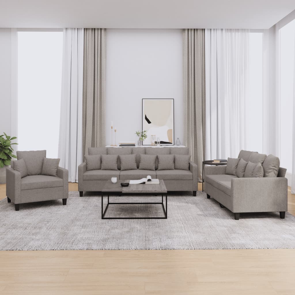 3-delige Loungeset met kussens stof taupe is nu te koop bij PeponiXL, paradijselijk wonen!