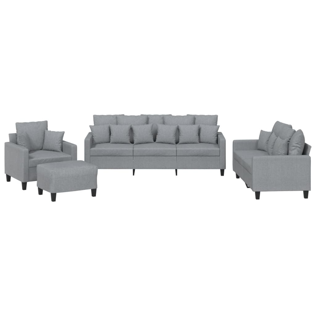 4-delige Loungeset met kussens stof lichtgrijs is nu te koop bij PeponiXL, paradijselijk wonen!