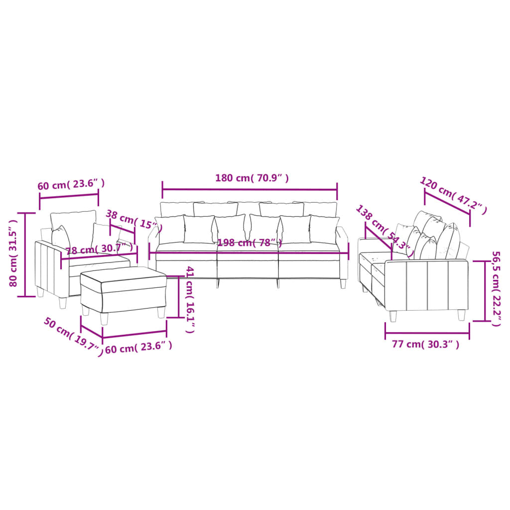 4-delige Loungeset met kussens stof lichtgrijs is nu te koop bij PeponiXL, paradijselijk wonen!