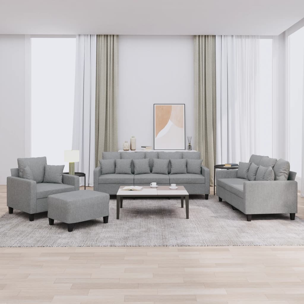 4-delige Loungeset met kussens stof lichtgrijs is nu te koop bij PeponiXL, paradijselijk wonen!
