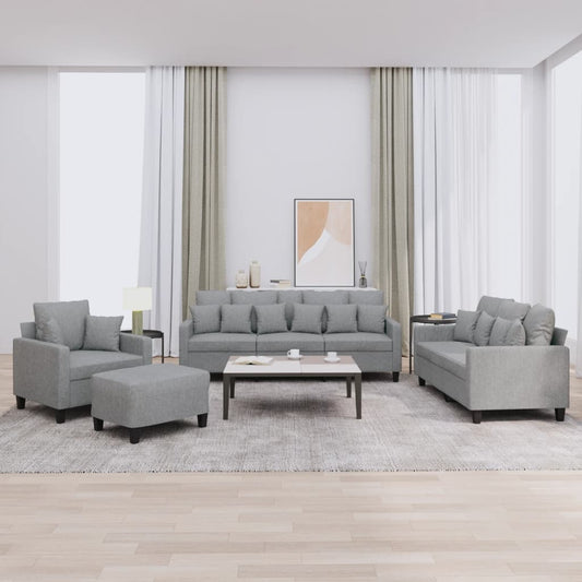 4-delige Loungeset met kussens stof lichtgrijs is nu te koop bij PeponiXL, paradijselijk wonen!