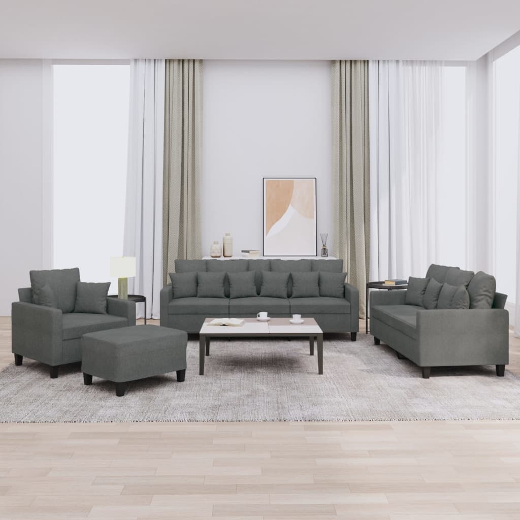4-delige Loungeset met kussens stof donkergrijs is nu te koop bij PeponiXL, paradijselijk wonen!