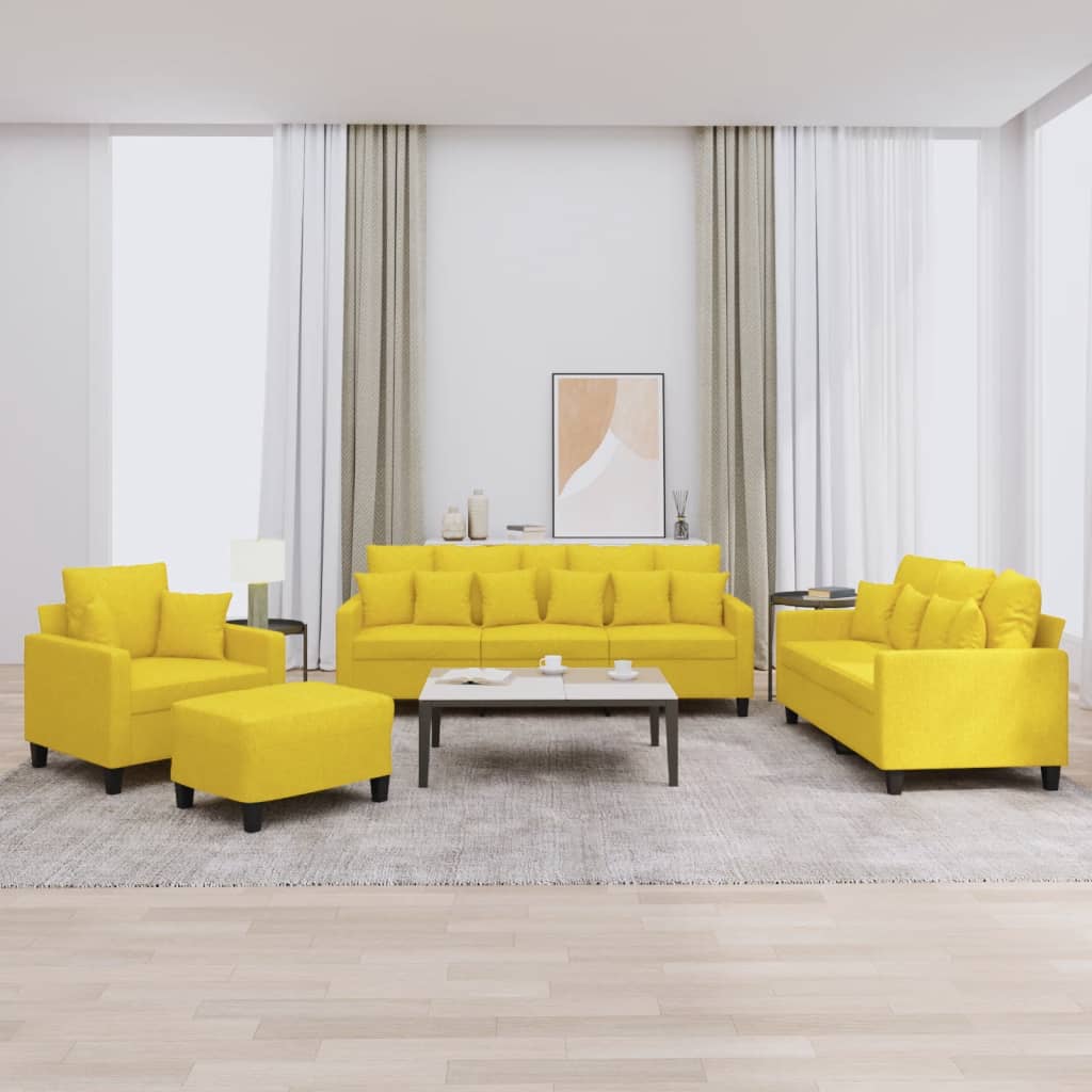 4-delige Loungeset met kussens stof lichtgeel is nu te koop bij PeponiXL, paradijselijk wonen!