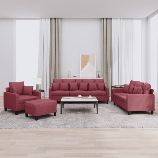 4-delige Loungeset met kussens stof wijnrood is nu te koop bij PeponiXL, paradijselijk wonen!