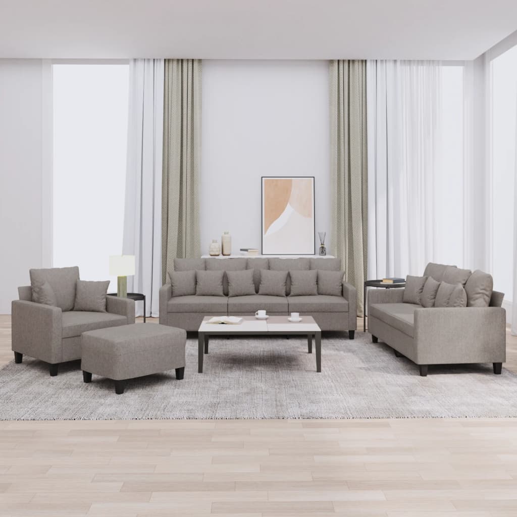 4-delige Loungeset met kussens stof taupe is nu te koop bij PeponiXL, paradijselijk wonen!