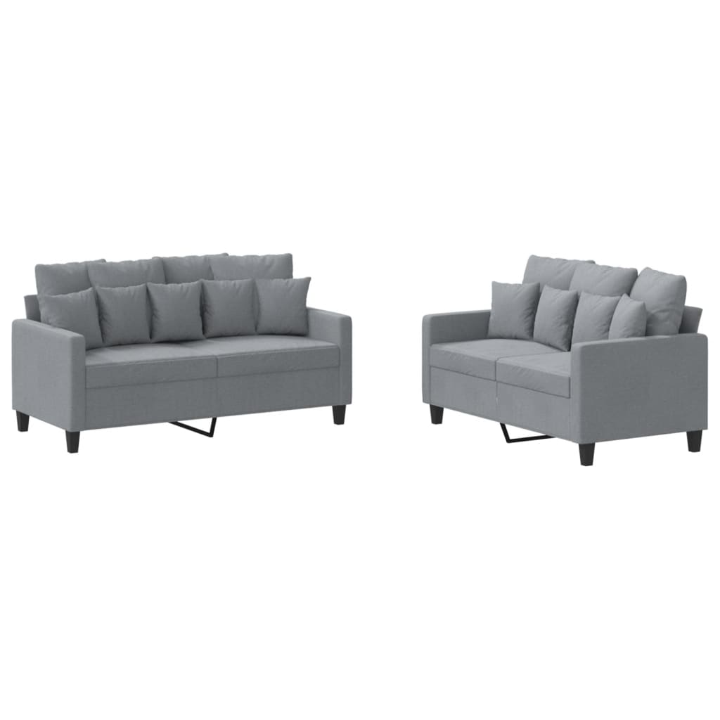 2-delige Loungeset met kussens stof lichtgrijs is nu te koop bij PeponiXL, paradijselijk wonen!