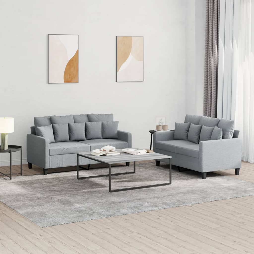 2-delige Loungeset met kussens stof lichtgrijs is nu te koop bij PeponiXL, paradijselijk wonen!