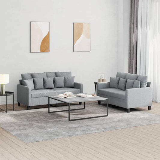 2-delige Loungeset met kussens stof lichtgrijs is nu te koop bij PeponiXL, paradijselijk wonen!