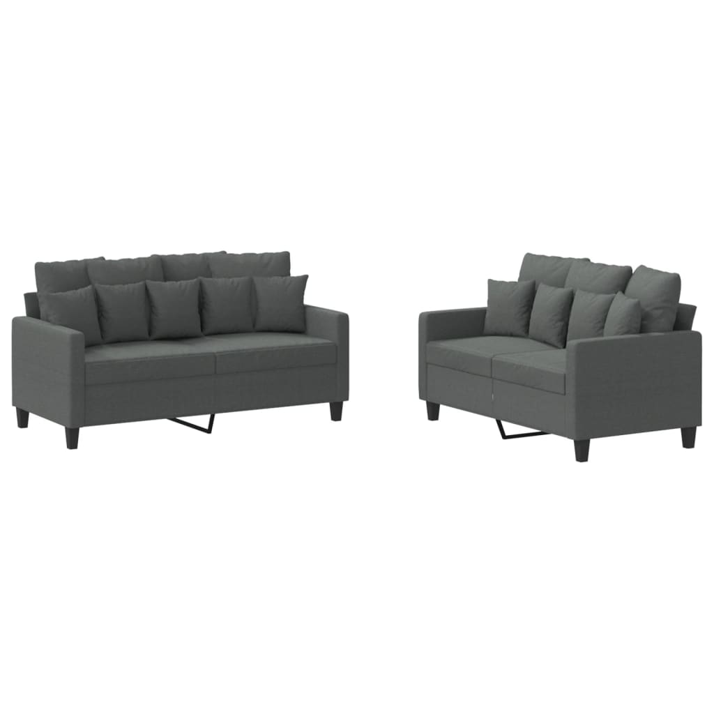 2-delige Loungeset met kussens stof donkergrijs is nu te koop bij PeponiXL, paradijselijk wonen!