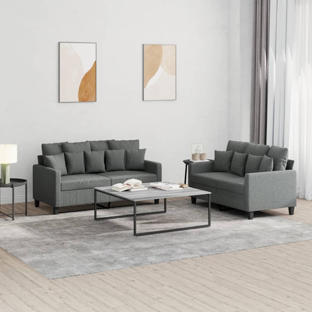 2-delige Loungeset met kussens stof donkergrijs is nu te koop bij PeponiXL, paradijselijk wonen!
