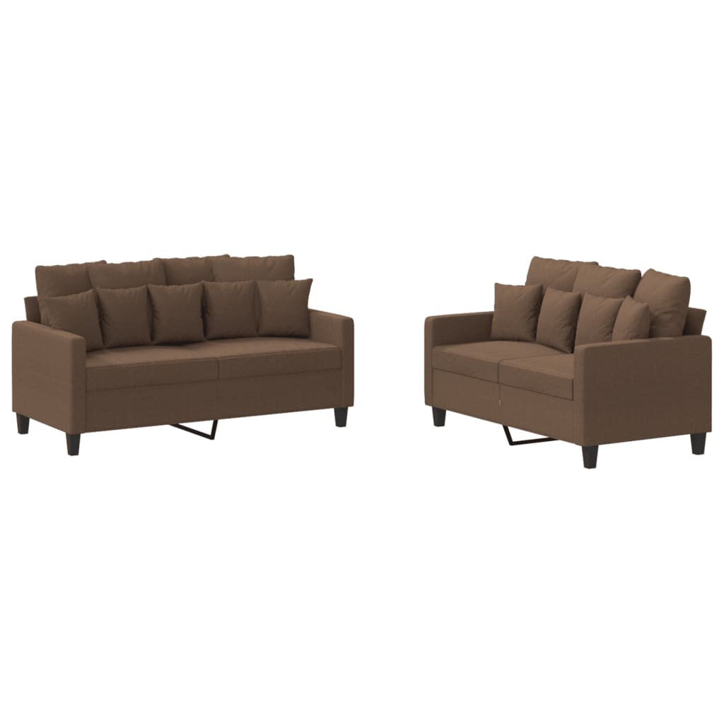 2-delige Loungeset met kussens stof bruin is nu te koop bij PeponiXL, paradijselijk wonen!