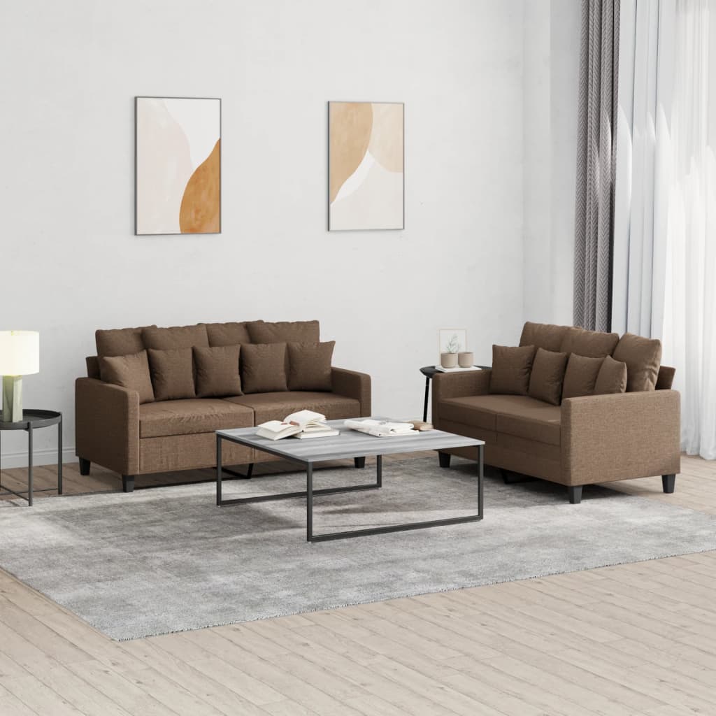 2-delige Loungeset met kussens stof bruin is nu te koop bij PeponiXL, paradijselijk wonen!