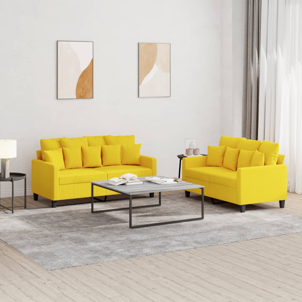 2-delige Loungeset met kussens stof lichtgeel is nu te koop bij PeponiXL, paradijselijk wonen!