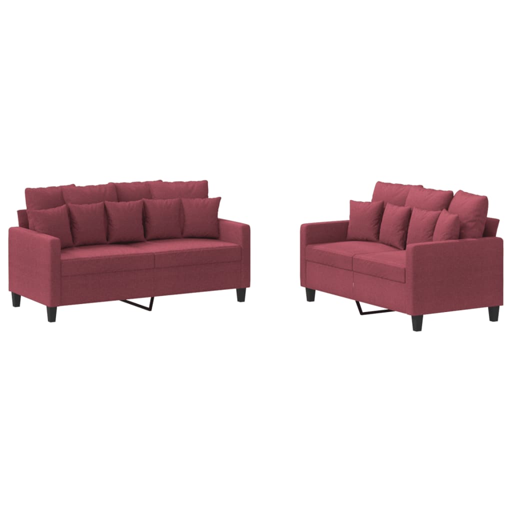 2-delige Loungeset met kussens stof wijnrood is nu te koop bij PeponiXL, paradijselijk wonen!