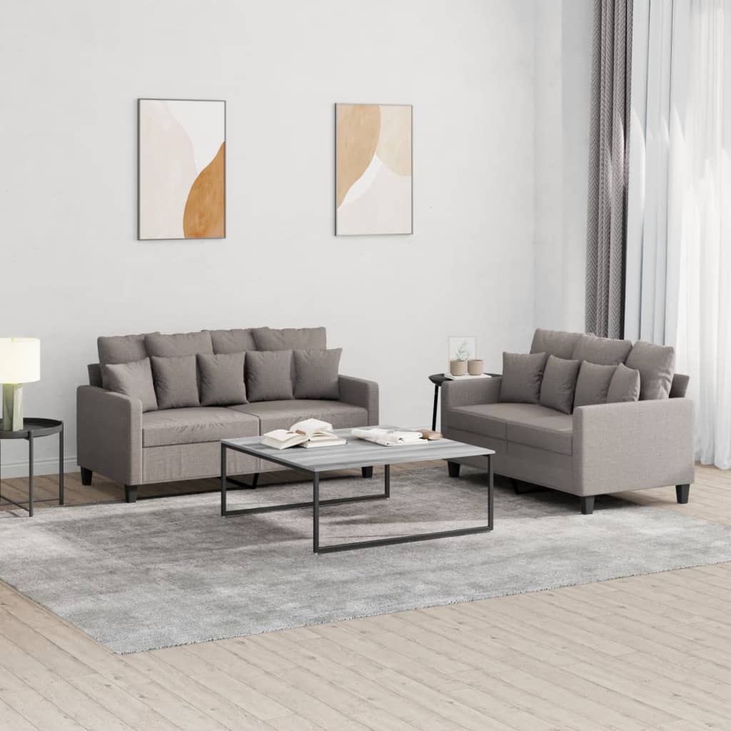 2-delige Loungeset met kussens stof taupe is nu te koop bij PeponiXL, paradijselijk wonen!