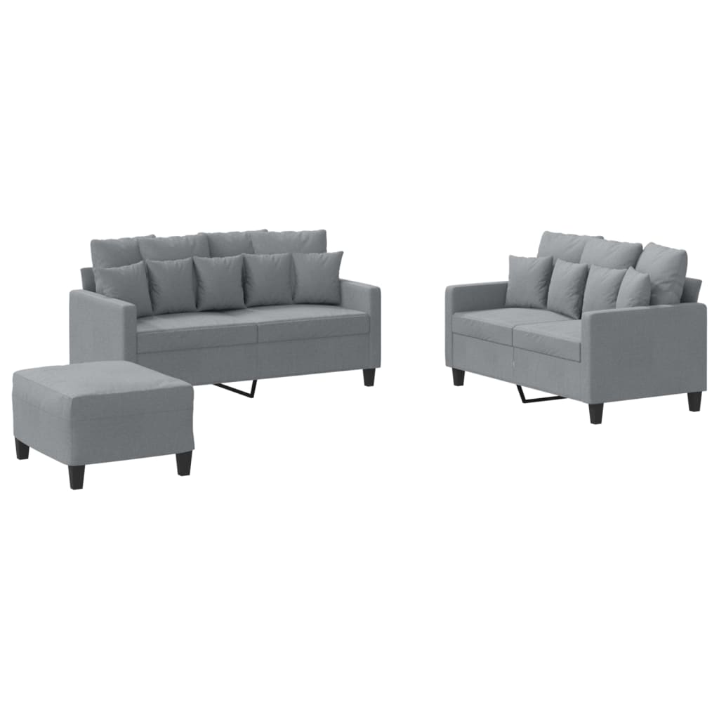 3-delige Loungeset met kussens stof lichtgrijs is nu te koop bij PeponiXL, paradijselijk wonen!