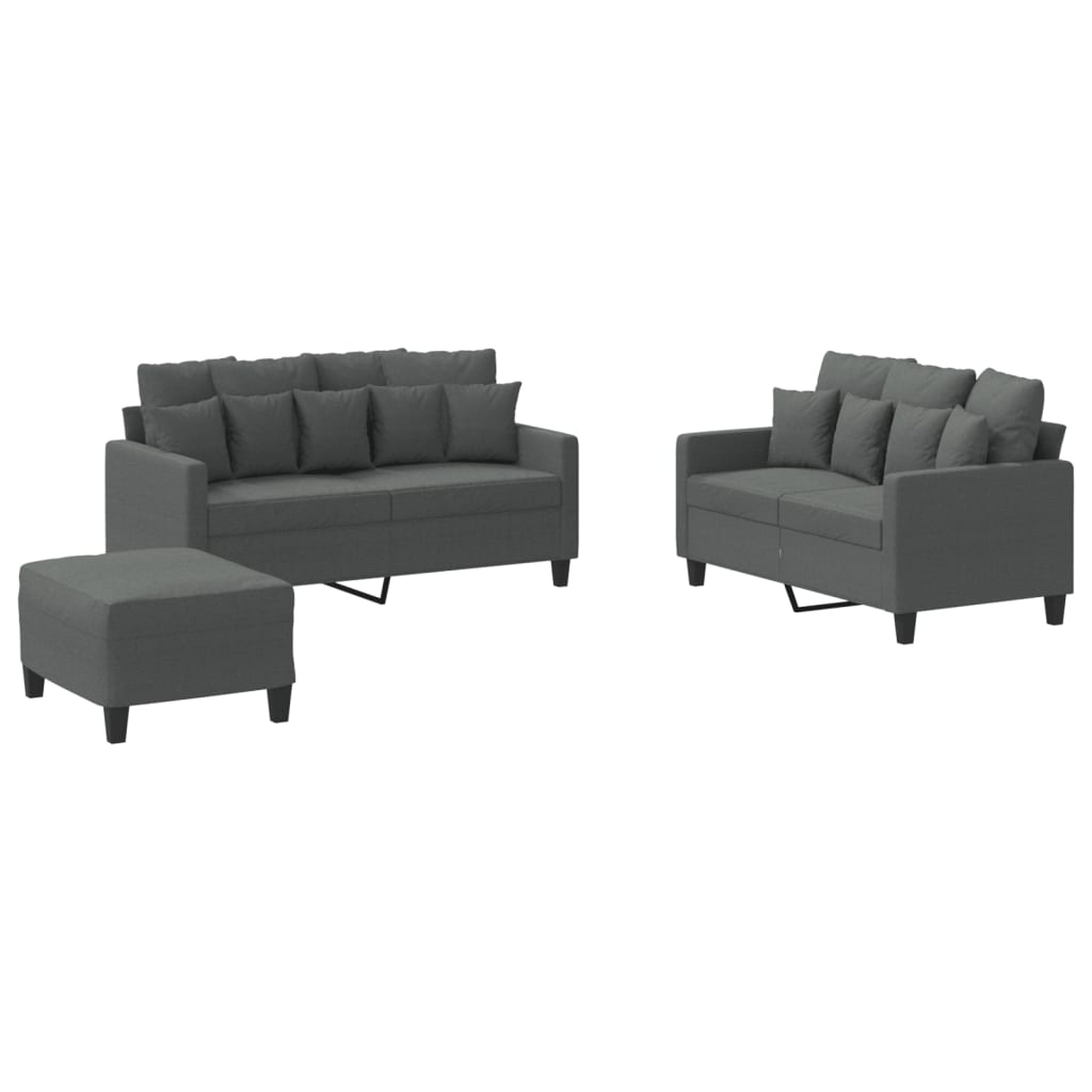 3-delige Loungeset met kussens stof donkergrijs is nu te koop bij PeponiXL, paradijselijk wonen!