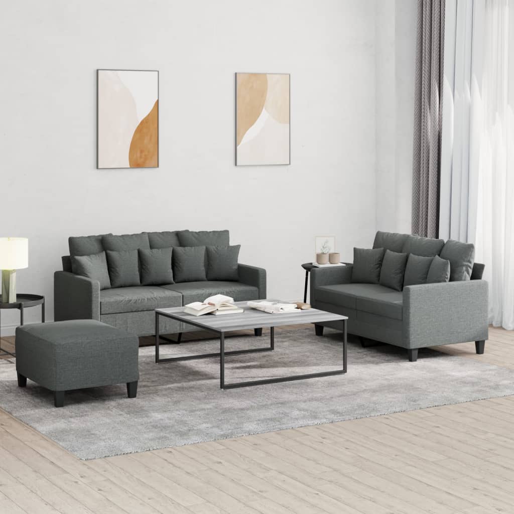 3-delige Loungeset met kussens stof donkergrijs is nu te koop bij PeponiXL, paradijselijk wonen!