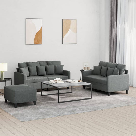 3-delige Loungeset met kussens stof donkergrijs is nu te koop bij PeponiXL, paradijselijk wonen!