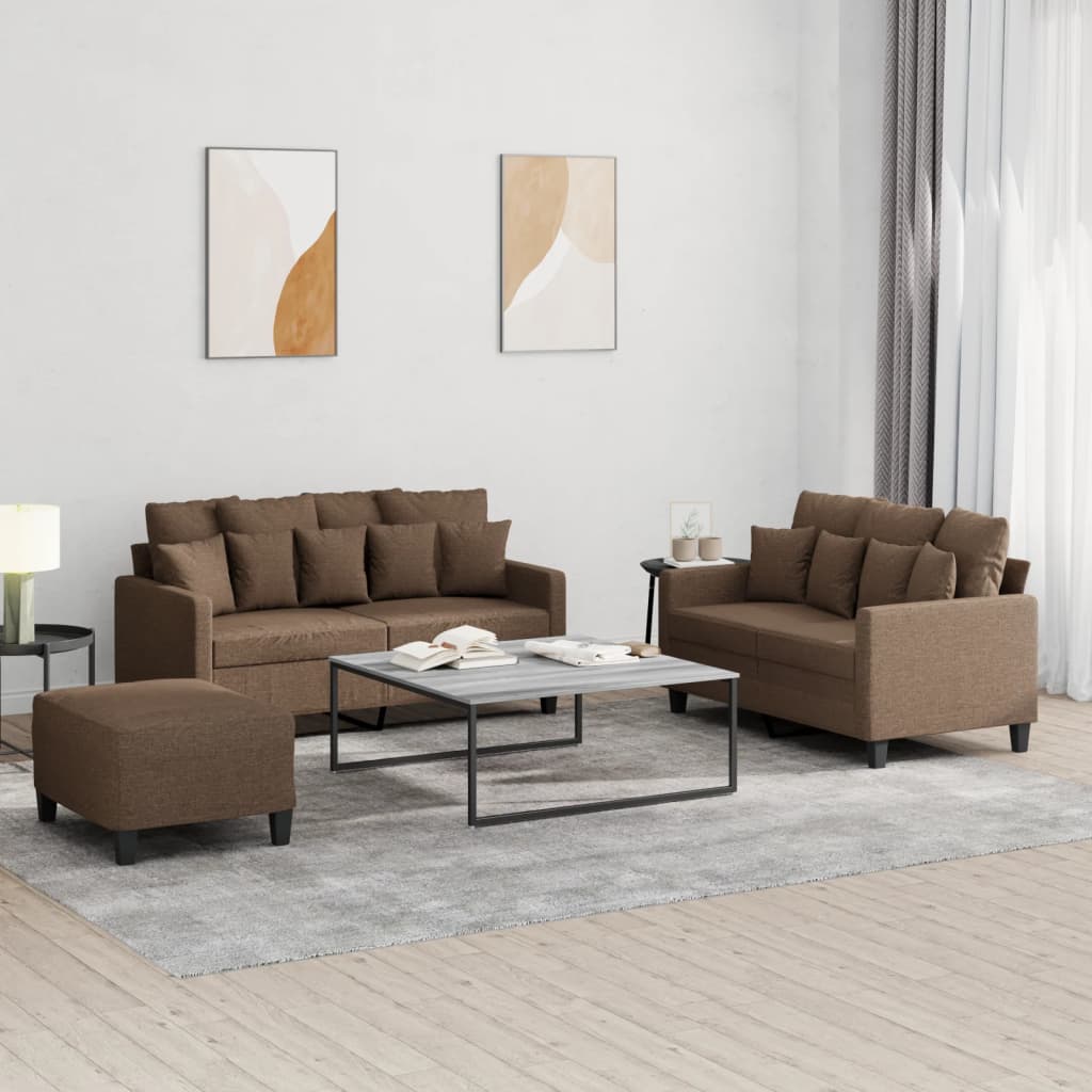 4-delige Loungeset met kussens stof bruin is nu te koop bij PeponiXL, paradijselijk wonen!