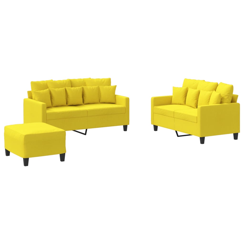 3-delige Loungeset met kussens stof lichtgeel is nu te koop bij PeponiXL, paradijselijk wonen!