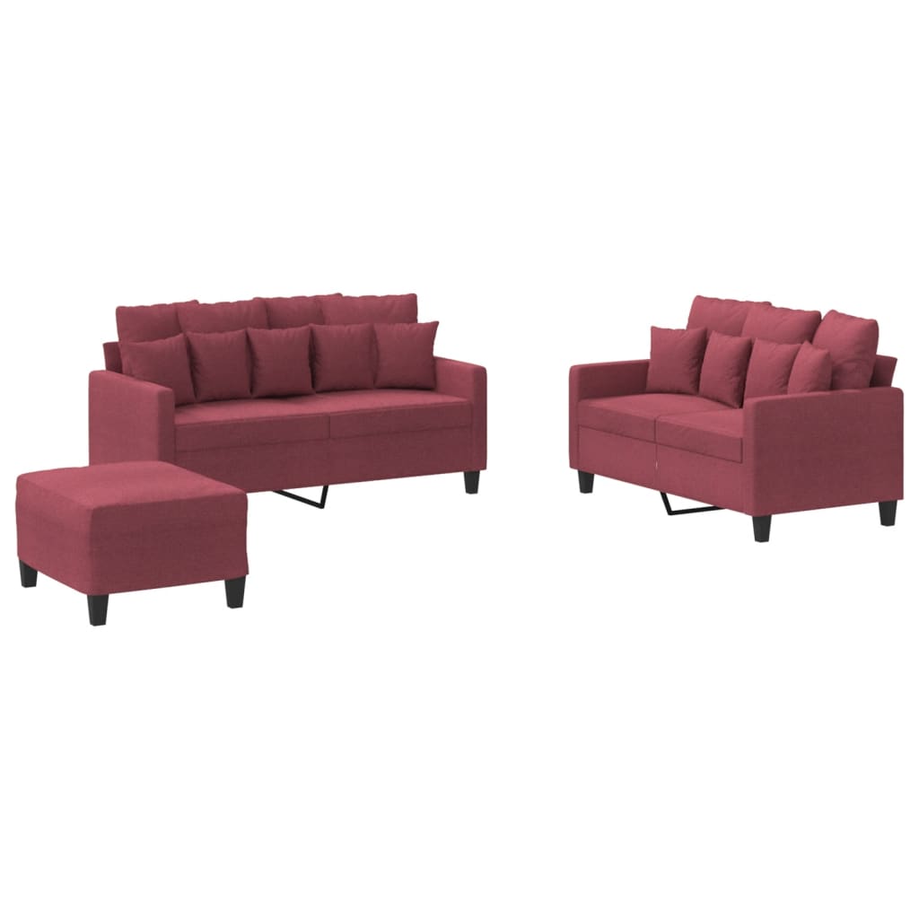 3-delige Loungeset met kussens stof wijnrood is nu te koop bij PeponiXL, paradijselijk wonen!