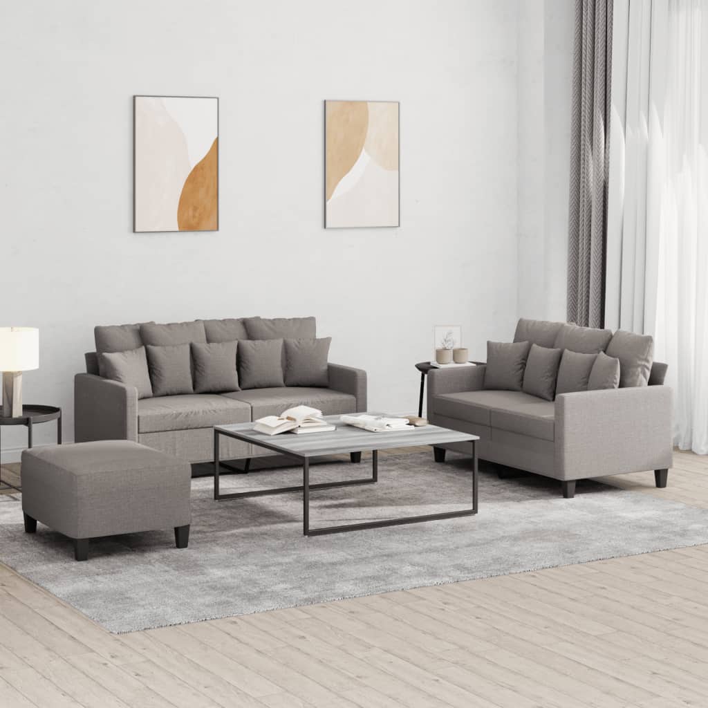 3-delige Loungeset met kussens stof taupe is nu te koop bij PeponiXL, paradijselijk wonen!