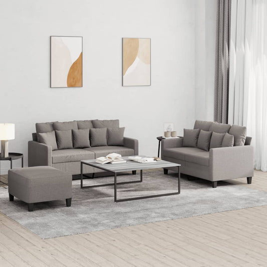 3-delige Loungeset met kussens stof taupe is nu te koop bij PeponiXL, paradijselijk wonen!