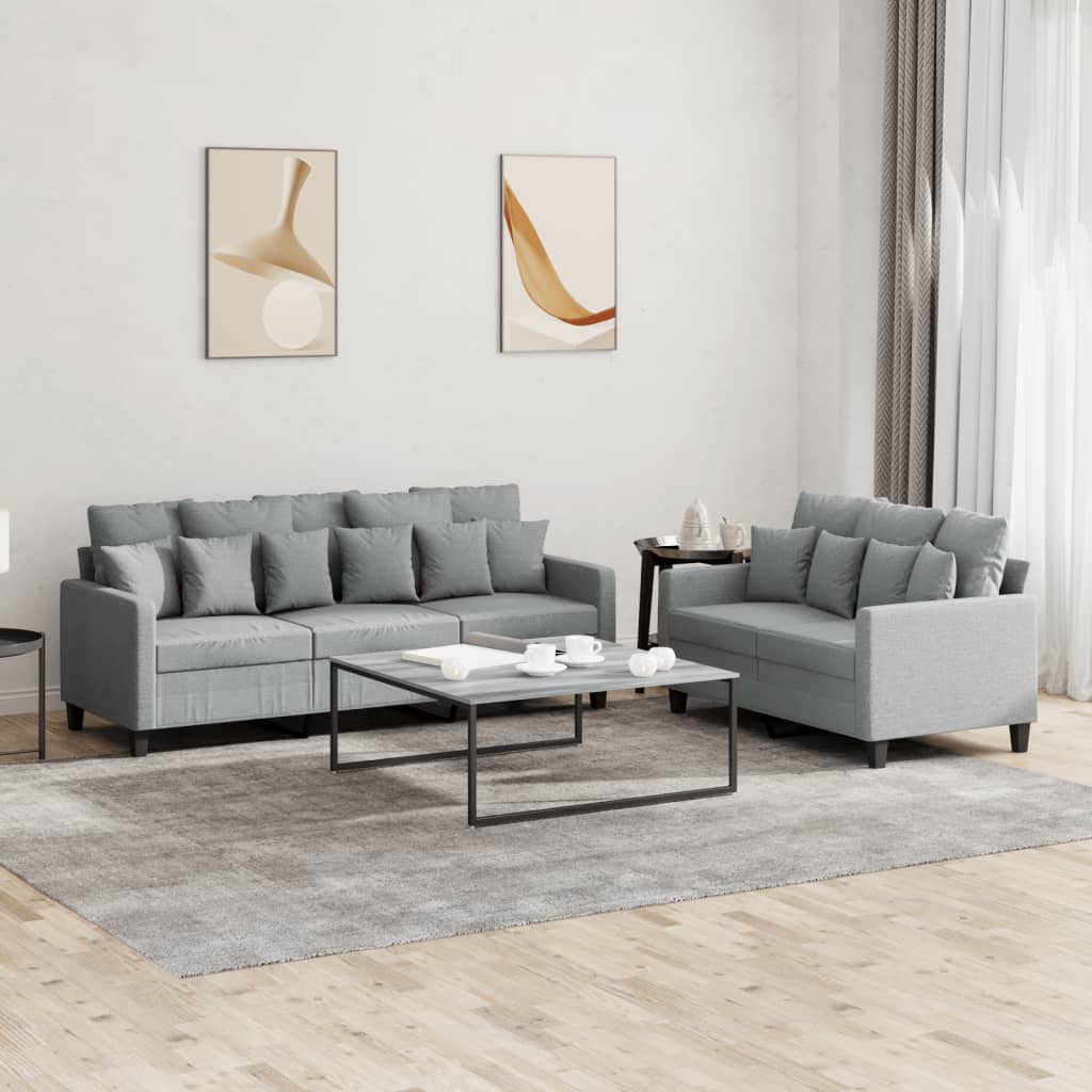 2-delige Loungeset met kussens stof lichtgrijs is nu te koop bij PeponiXL, paradijselijk wonen!