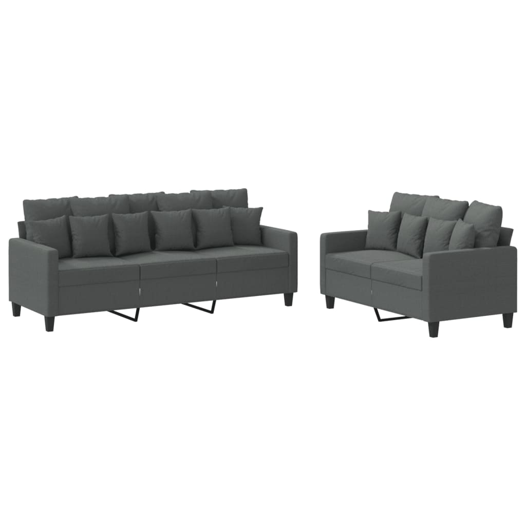 2-delige Loungeset met kussens stof donkergrijs is nu te koop bij PeponiXL, paradijselijk wonen!